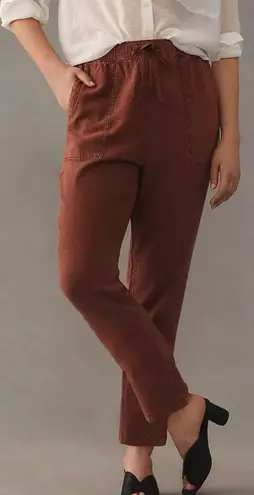 Pilcro Relaxed Brown Linen Blend Pants Slouchy Drawstring Casual Fall Fashion Size M