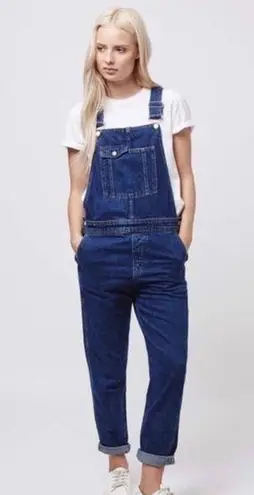 Topshop Moto Medium Wash Denim Overalls