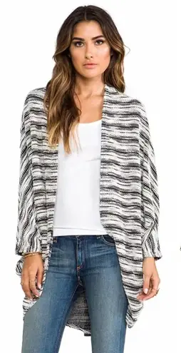 Michael Lauren Easton Slub Draped Cardigan Sweater Shrug Gray Black One Size