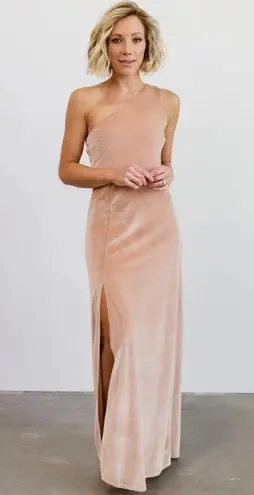 Baltic Born NWT  Tatiana Velvet One Shoulder Maxi Dress in Champagne