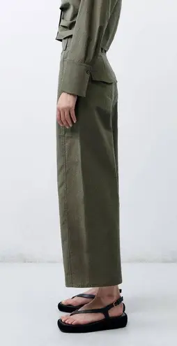 ZARA  Poplin Culottes Pants in Mid Khaki