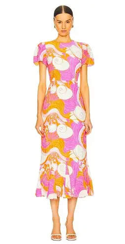 RHODE Lulani Midi Dress Size 2 Pink