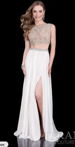 Terani Couture PROM 1611P1018 White & Nude size 6
