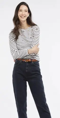 Barbour White Striped Bradley Print Long Sleeve Cotton Top - Size - 14