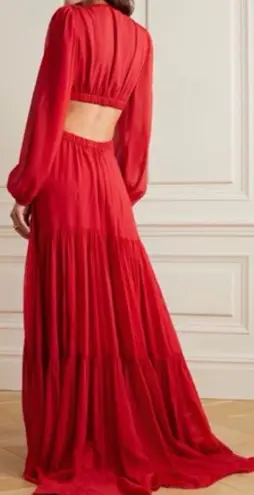 ALC Frank A.L.C. Isabelle Cut Out Silk Maxi Dress in Garnet Red Size 12