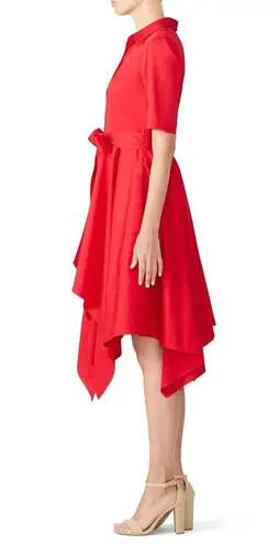 Badgley Mischka Red Asymmetrical Shirt Dress Size 8 *PROJECT*