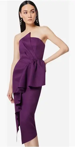 Elliatt NEW Reception Cascade Ruffle Strapless Dress in Purple, Size L $170