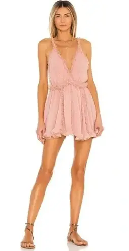 CHIO / Revolve Short Polka Dot Frill Dress in Blush NWOT Size S Retail $394