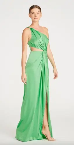 AMUR Deena One Shoulder Satin Evening Gown Green Daylily Womens Size 10