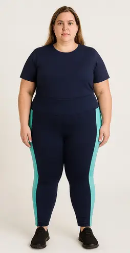 Belle by Kim Gravel Women’s Colorblock Leggings Blue & Teal – Size 2X – NWOT