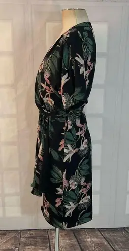 Babaton aritzia black floral true wrap sundress size medium