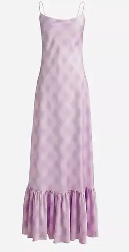 J.Crew  Collection Ruffle-hem Slip Dress Purple Pink Gingham Size 4 BP892 NWOT