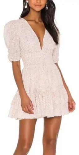 Cleobella Sadie Mini Dress Puffy Sleeves V-Neck Ditzy Floral Print All Over sz M