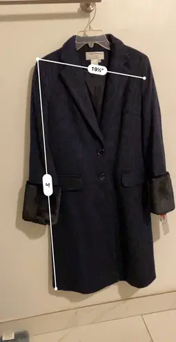 Helene Berman NWT $228 Navy 'Future College' Notch Collar Lined Buttoned Coat S