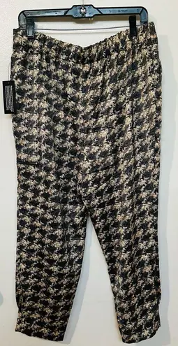 Isaac Mizrahi Live! Women's Size Med Tall Cargo Pant Sateen Houndstooth A624660