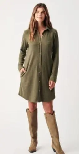 Faherty  Legend Sweater Dress Olive Melange Twill Size Extra Small XS