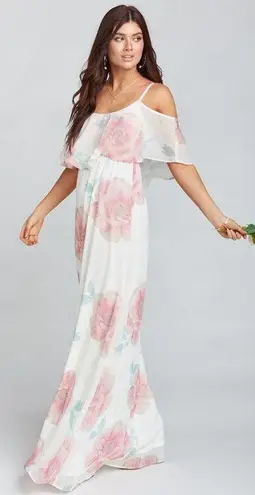 Show Me Your Mumu  Caitlin Ruffle Maxi Dress in Wedding Bells Floral XXS NWT