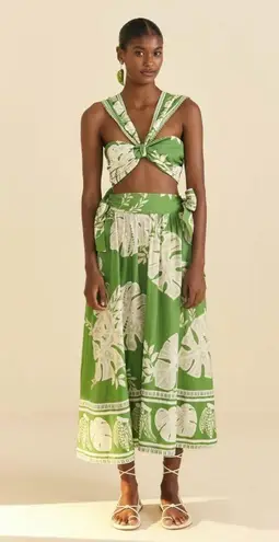 Farm Rio Green Lace Monsteras Crop Top