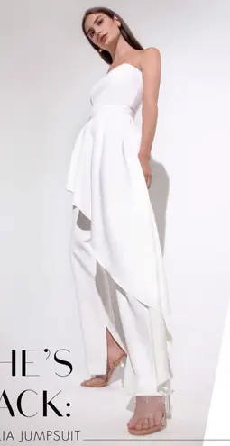 AQ/AQ Adelia White Jumpsuit Asymmetric Strapless Jumpsuit Size 8