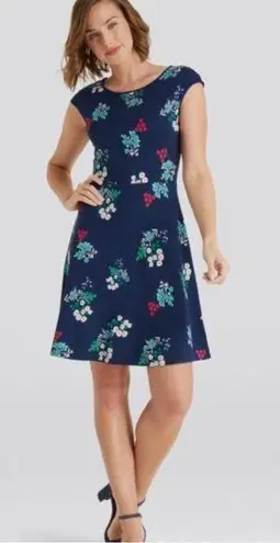 Draper James  navy floral fit & flare dress