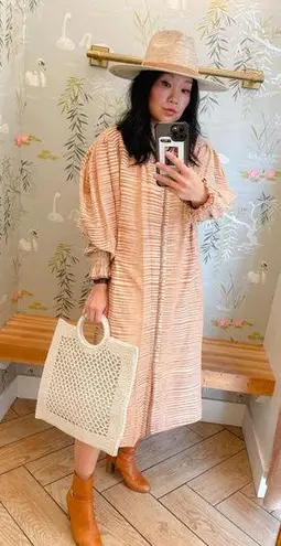 Ulla Johnson NEW Fiora Striped Shirt Dress Medium Sz 8 Beige Tan Brown Feminine