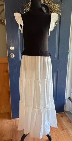 By The River Black & White Vest Maxi Dress with decorative sleeves Size M NWT Size M