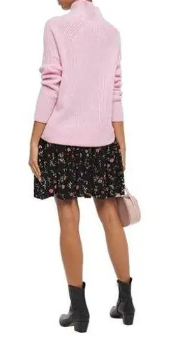 Ganni Elm Shirred Floral Black Georgette Mini Skirt Size 40 US 10 Smocked Waist