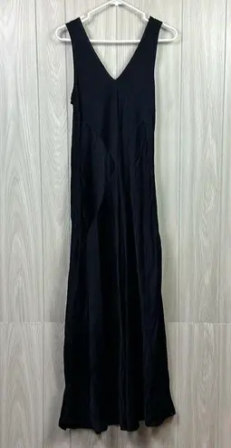 Lacausa Women Slip Dress Large Navy Blue Satin Sleeveless Satin Evening Cocktail