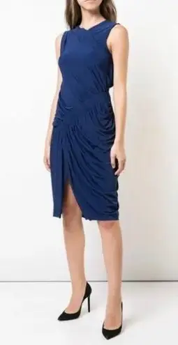 Jason Wu Sapphire Blue Draped Sleeveless Midi Dress Size 4