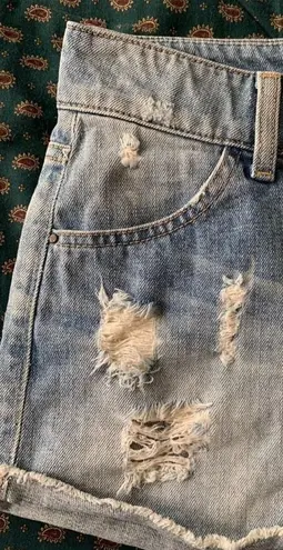 Guess High Waisted Denim Distressed Shorts