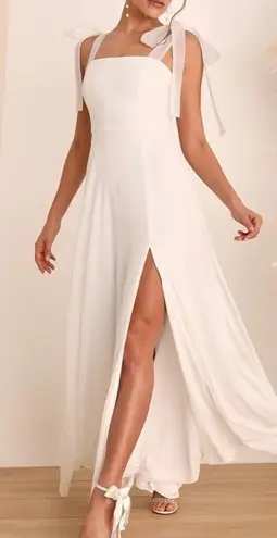 LULUS Radiant Romance White Tie Strap Maxi Dress SZ XS Prom Wedding Formal