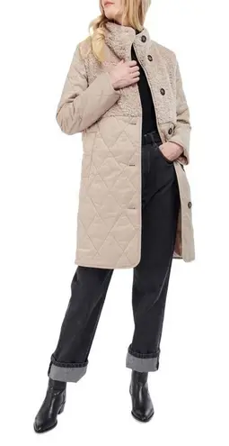 Barbour NWT Melby Teddy Quilted Coat in Oat Ancient Size 10