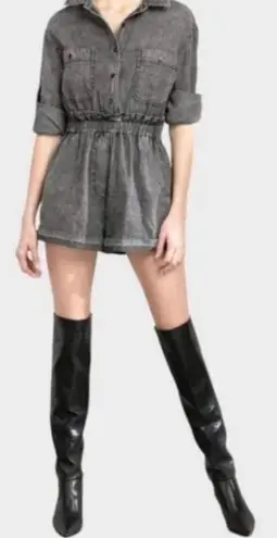 J.ING Charcoal Denim Long Sleeve Jumpsuit 🩶 Gray Size XS - Image 1