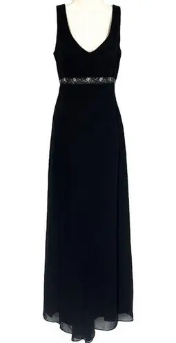 Michaelangelo empire waist sleeveless formal black maxi dress backless flawless