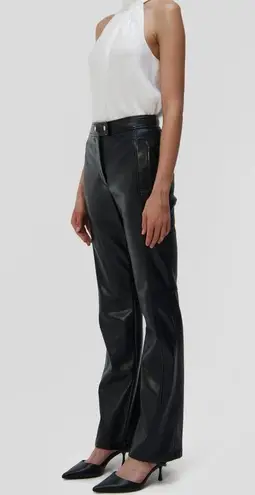 SIMKHAI Dahlia Faux Leather Straight Leg Pants Black High Rise $450 US 2 NWT