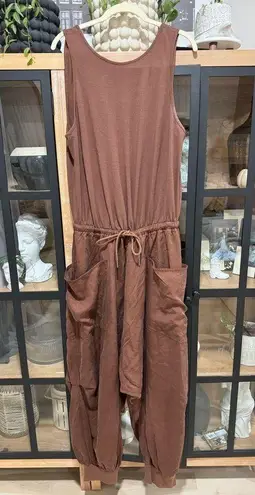 Free People Movement FP Movement Scrimmage Onesie Harem Jumpsuit high neck chocolate cargo baggy