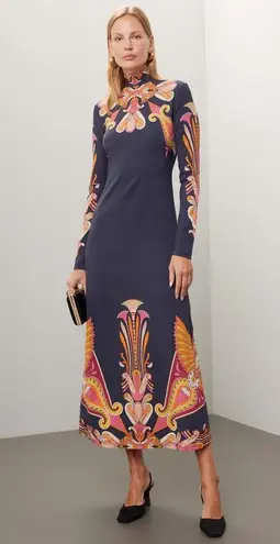 LA DOUBLEJ Navy Paisley Gold Pendant High Neck A