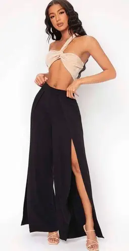 Boutique Wide Leg Front Split Pants