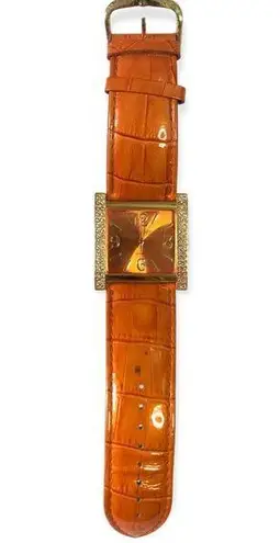 Joan Rivers Classics V377 Vintage Wide Leather Band Rhinestone Square Face Watch