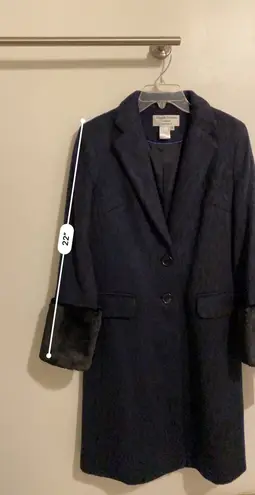 Helene Berman NWT $228 Navy 'Future College' Notch Collar Lined Buttoned Coat S