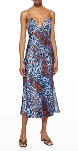 Jonathan Simkhai Standard Eliza leopard print cutout satin midi slip dress large