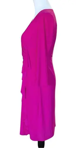 Black Label Magenta Cocktail Bridesmaid Hoco V Neck Dress. Size 2. NWOT. .