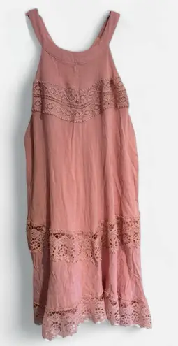 Dee Elle XS Pink Crochet Lace Babydoll Halter Dress