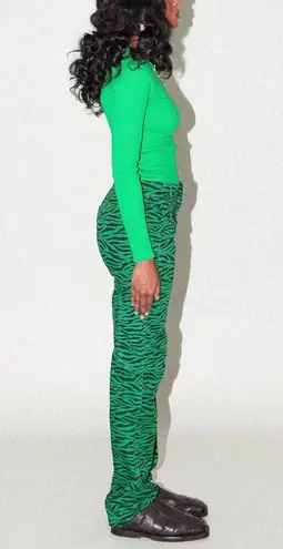 KkCo Slit Trouser Green & Black Zebra Carpenter Pants Size XS