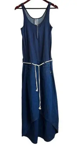 G-Star Womans Size Small Denim Maxi Dress High Low Rope Belt Waist