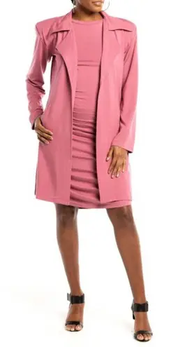 NWT Dai Moda Women's Pink Notch Lapel Knit Duster | Size: Large