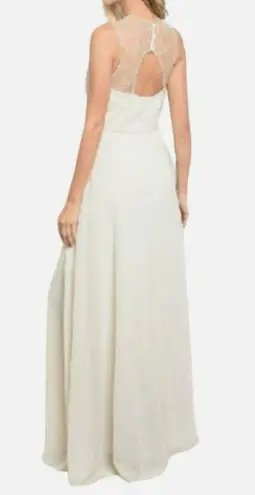 Maniju Lace Embellished Chiffon Maxi Formal Dress Ivory Size Large NWT