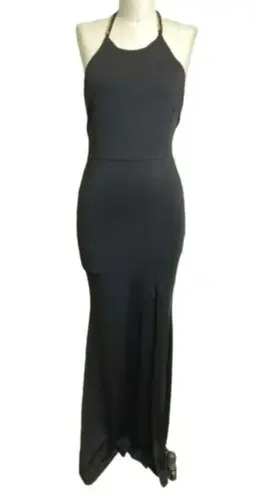 Miss Avenue Halter Open Back Gold Chain Drop Sexy Gown Black Size Medium NWT