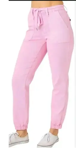 Judy Blue Pink Jogger Pants Drawstring Waist Elastic Cuffs Women's Size 29