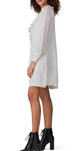 Ganni Tiny Polka Dot Mini Ruffle Victorian Dress Long Sleeve Ruffles White Black